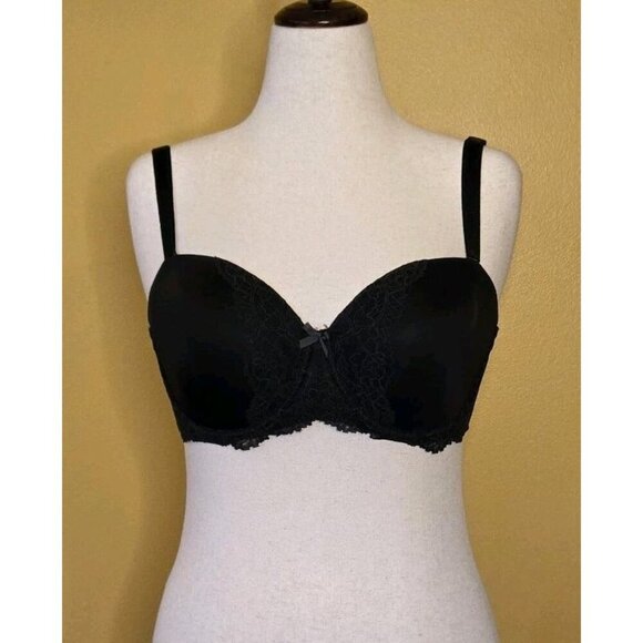 Victorias Secret Dream Angels Multi Way Bra 36DD Black Floral Lace Underwire Pad - Picture 1 of 7